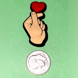 (10 for $15) HAND with FINGER HEART Valentines Love Crocs Shoes Charms